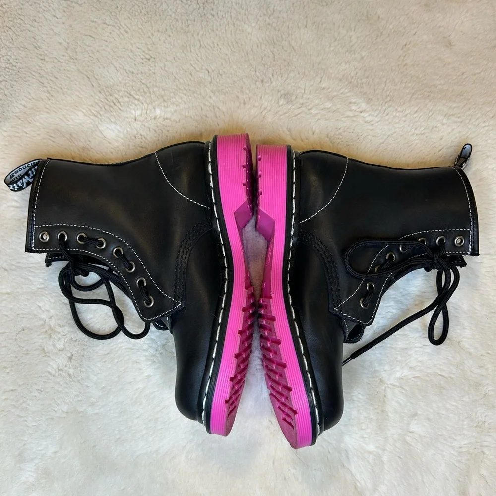 Dr. Martens 1460 Pink Sole Wanama Leather Jungle Zip Boots 6 - Picture 5 of 10